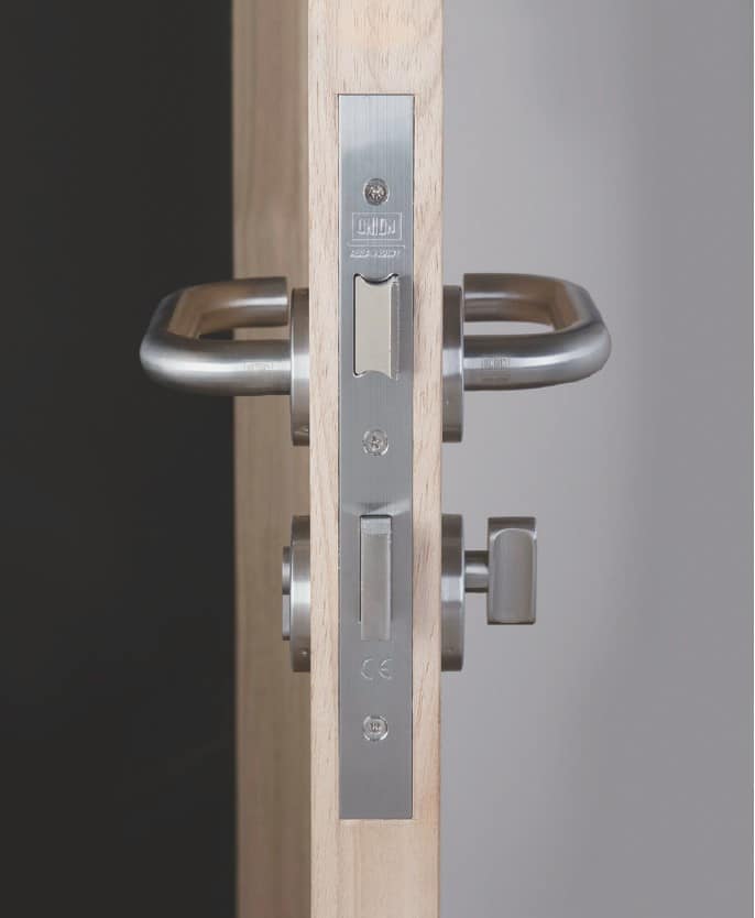 Lock case fitted square within door